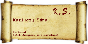 Kazinczy Sára névjegykártya