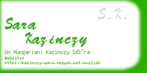 sara kazinczy business card